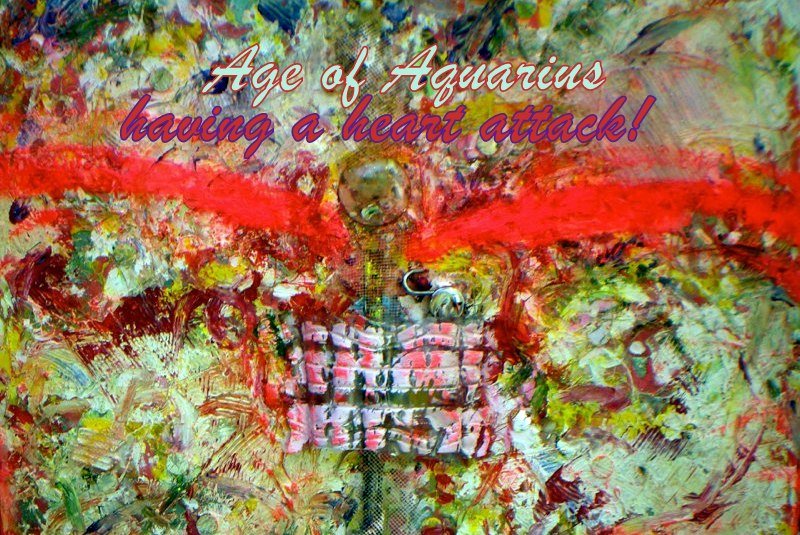 Age of Aquarius having a heart attack - Cosmic Art Card depicting emotional essence