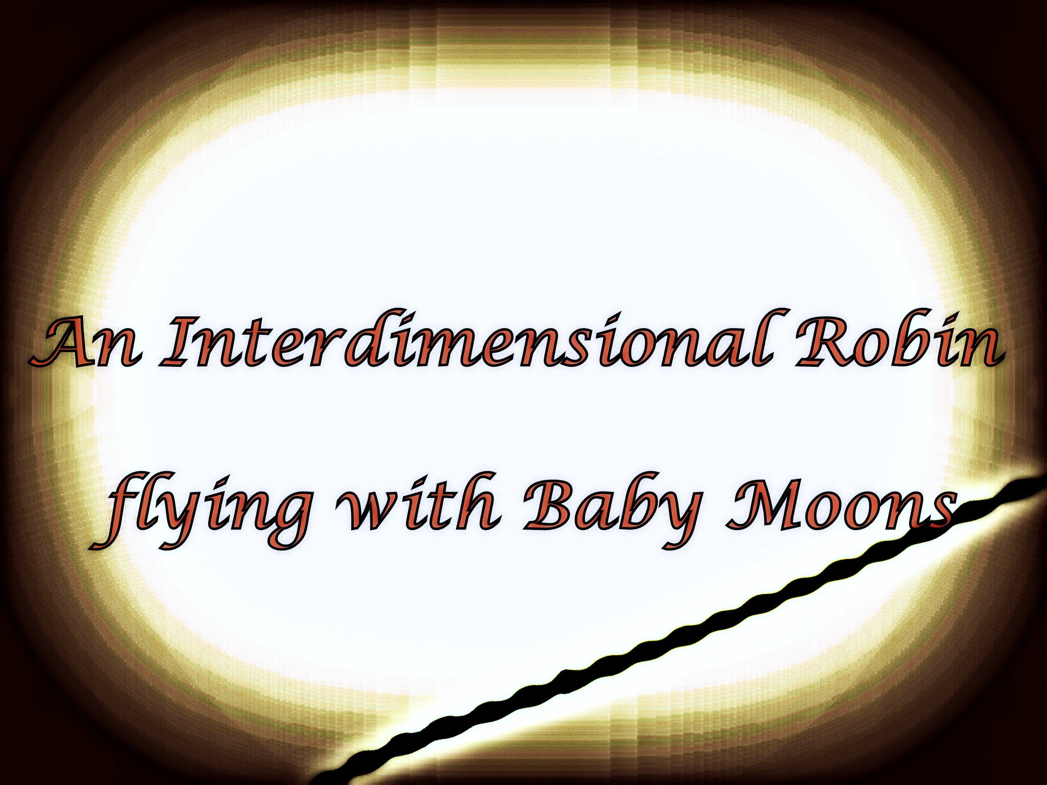 An Interdimensional Robin flying with Baby Moons - Cosmic Art Card with celestial imagery
