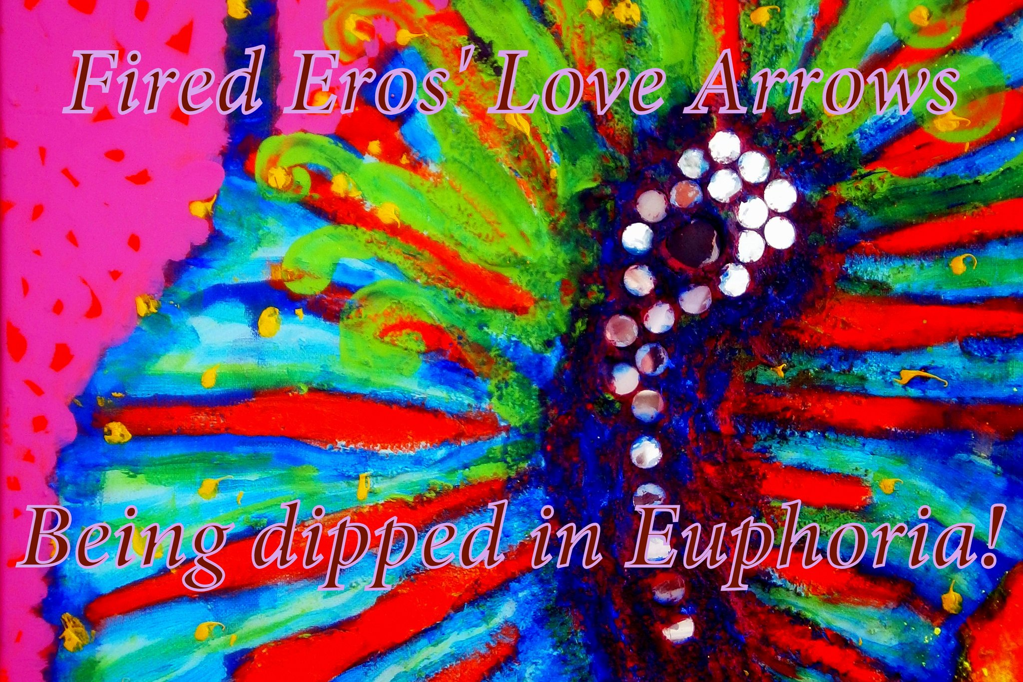 Fired Eros Love Arrows Being dipped in Euphoria - Cosmic Art Card depicting emotional essence