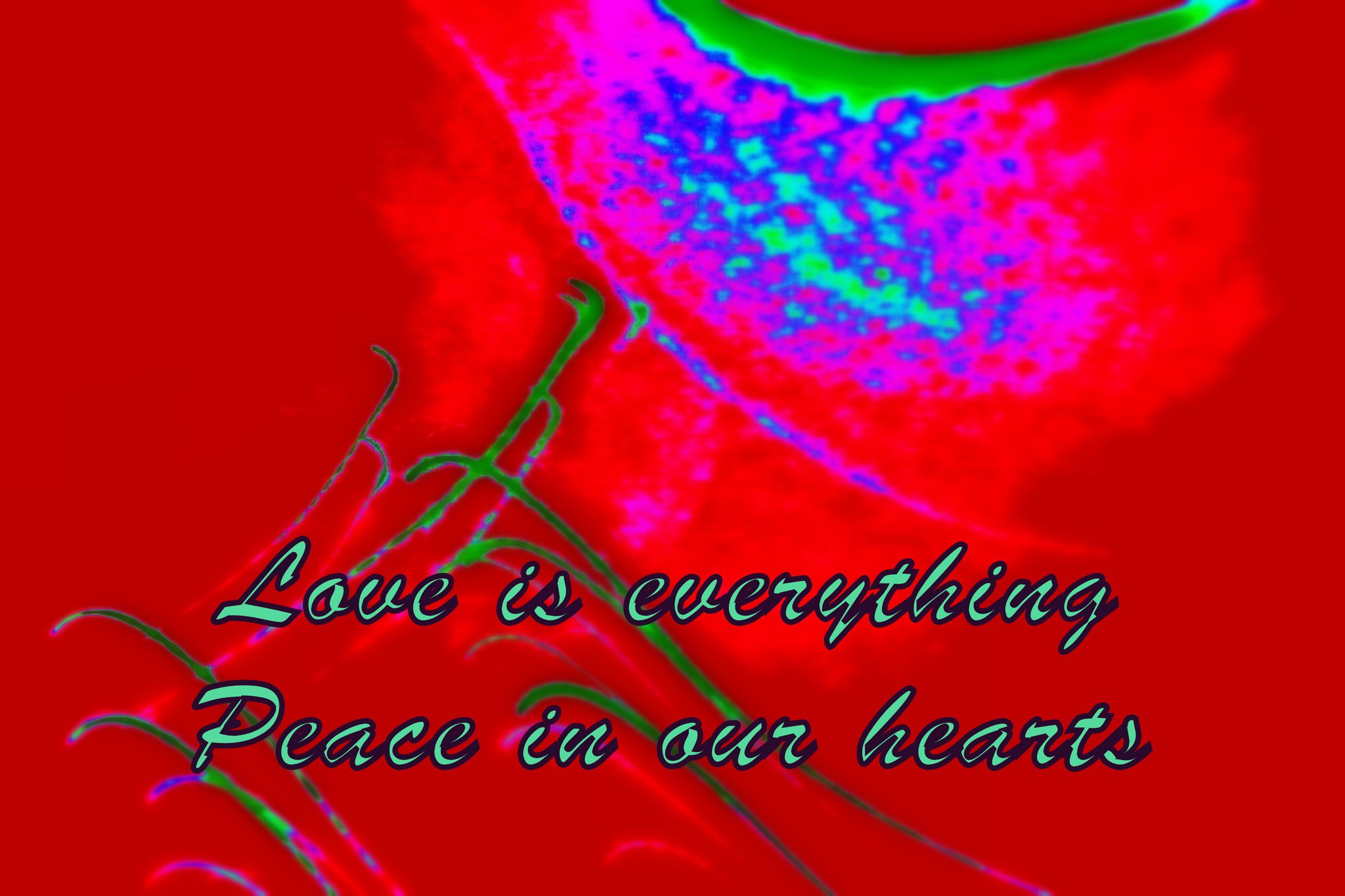Love is everything Peace in our hearts - Cosmic Art Card depicting emotional essence